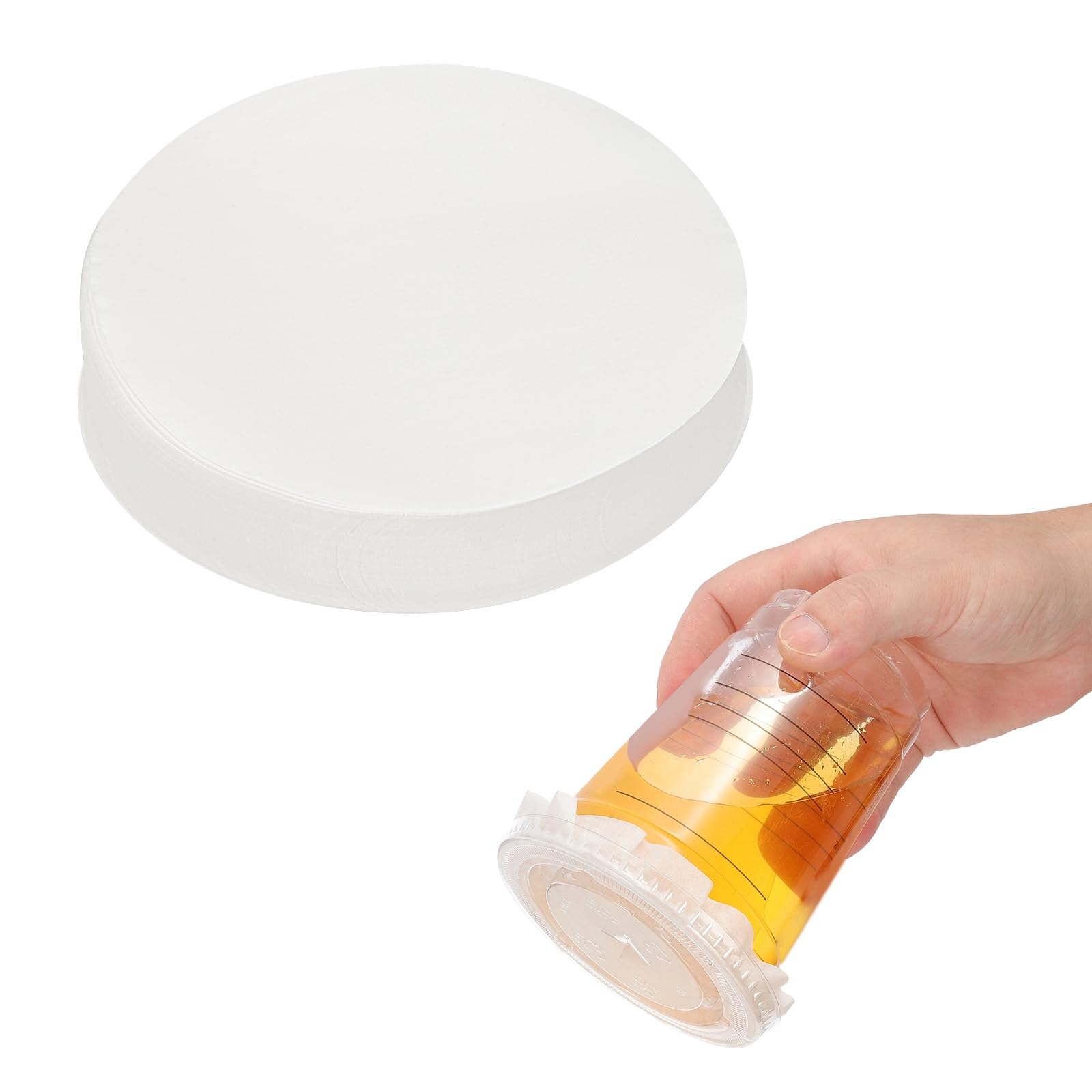 PATIKIL 4.7 Inch Leak-Proof Cup Cap Lid Liners, 500 Pcs Round Sealing Paper Pads Disposable Paper Cup Cover Sealer Film for Plastic Drink Milk Tea Coffee Beverage, White