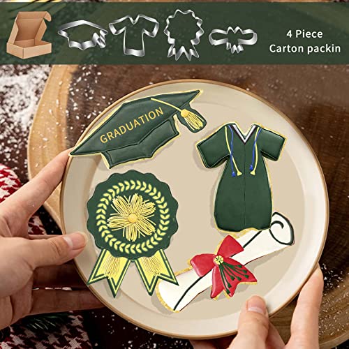 Uouyoo 4 Piece Cookie Cutters Graduation Cookie Cutter Stainless Steel Cookie Molds Set With Graduation Cap,Graduation Gown And Diploma,Medal #TOP2