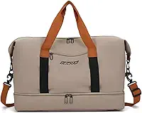 Bolsa Mala de Viagem e Academia Grande Capacidade Portátil, Leve, Transversal, Casual Unissex para Fitness, Natação, Camping e Uso Diário (Marrom)