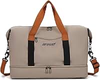 Bolsa Mala de Viagem e Academia Grande Capacidade Portátil, Leve, Transversal, Casual Unissex para Fitness, Natação, Camping e Uso Diário (Marrom)