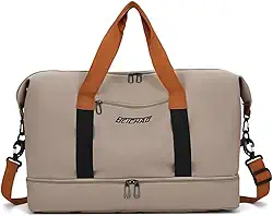 Bolsa Mala de Viagem e Academia Grande Capacidade Portátil, Leve, Transversal, Casual Unissex para Fitness, Natação, Camping e Uso Diário (Marrom)