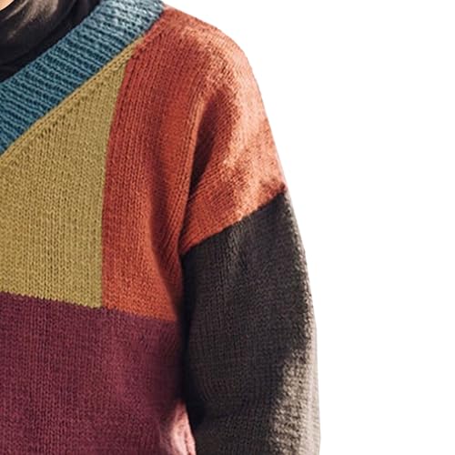 Pull col en V pour homme à manches longues décontracté et coloré
