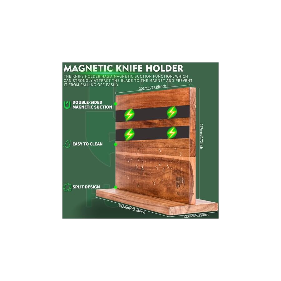 FULLHI-13pcs-gift-box-Knife-Set-with-Magnetic-Knife-Block-HolderCutting-Boardskitchen-Scissorsturkey-forksharpening-rodKitchen-Knife-Set-First-choice-for-gift-giving-Black-Resin FULLHI 13pcs gift box Knife Set with Magnetic Knife Block Holder,Cutting Boards,kitchen Scissors,turkey fork&sharpening rod,Kitchen Knife Set First choice for gift giving (Black Resin)