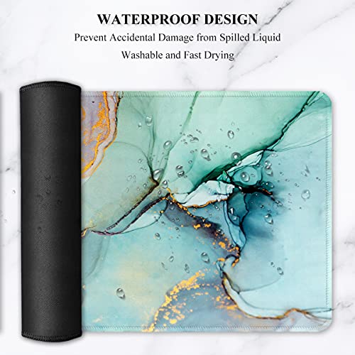 Image of Auhoahsil Extended Mouse Pad, XXL Gaming Mouse Pads, Large Big Mousepad Laptop Computer Keyboard Mat Desk Pad with Non-Slip Base Stitched Edge for Gaming Office, 31.5 x 15.7 inch, Green Marble