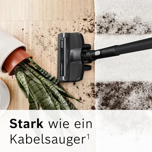 Bosch Akku-Staubsauger Unlimited Gen2 Serie 8 BSS825ALL, beutellos, bis 45 Min Laufzeit, austauschbarer Akku, Schnellladegerät, Hartboden-Softdüse mit LED, XXL-Polsterdüse, Fugendüse, weiß