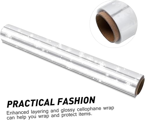 Miniatura 8 de TOYANDONA Rollo de papel de embalaje de celofán transparente de copo de nieve blanco de 3 m80 cm para ramo de flores de Navidad, cesta de embalaje
