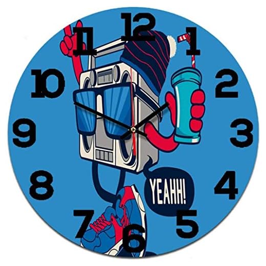 ATAAY Reloj de Pared,Relojes de Pared Modernos,Reloj de Cuarzo Mudo Creativo,Reloj de Acrílico Digital Redondo de Robot,para Oficina de Cocina de la Isla del Dormitorio de los niños,Un R