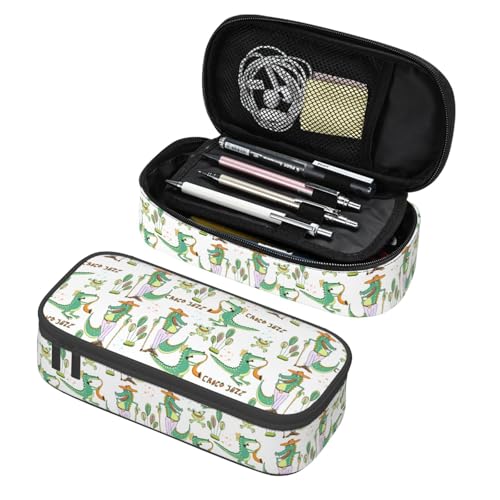 Image of Crocodile Pencil Case Aesthetic Large Capacity Pen Pouch | Storage Bag with Compartments for Travel School Office Organizer