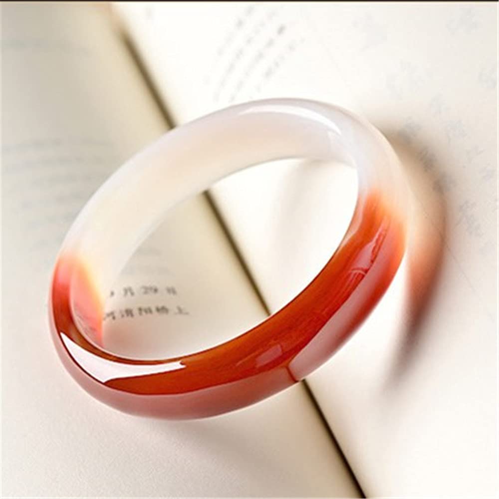 Braccialetti da Donna, Bracciale Rigido Cinese in Giada con Agata Rossa e Bianca per Donna Bracciale Rigido con Ciondolo Rotondo Stile Cinese per la Famiglia o Gli Amici (54)