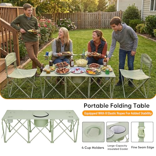 Set de Sillas Plegables para Camping Colorsoul Verde LC-166 con Mesa y Bolsa Térmica miniatura 5