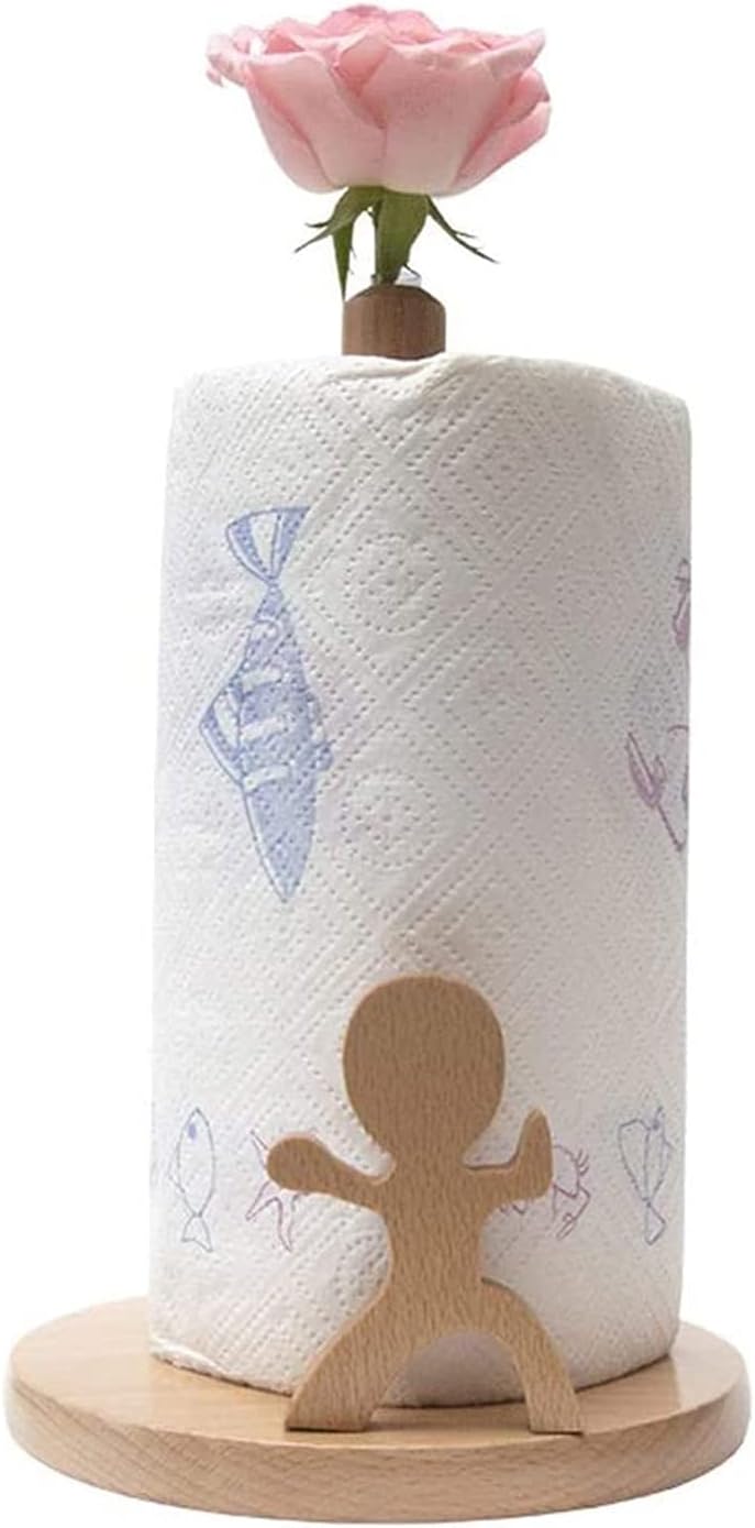 Free Standing Toilet Paper Holder Toilet Paper Holders Free-Standing Toilet Paper Holder Stand with Hydroponic Vase Kitchen Paper Towel Holders Wooden Toilet Paper Holders (Color : G)