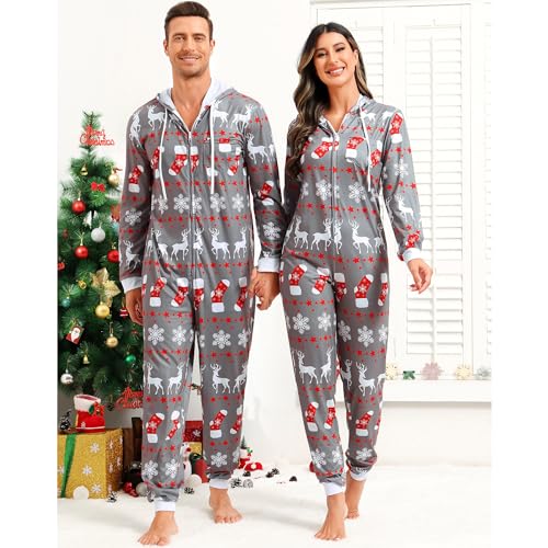 frawirshau Christmas Onesie Pajamas For Family Couples Onesie Pajamas For Women Onesies4