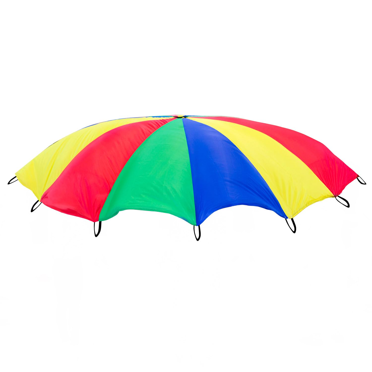 Sport-Thieme Schwungtuch Standard für Kinder, Familie, Sport | Durchmesser 9m | 28 eingenähte Handgriffe | Regenbogen bunt | Für drinnen und draußen