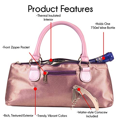 Image of Primeware Wine Clutch Bag (Thermal Insulated) Trendy Women's Carry Tote | Holds Red & White 750mL Bottles | Trendy Fashion | Incl. Portable Waiter-Style Corkscrew