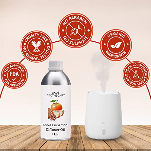 Image of Sage Apothecary Apple Cinnamon Diffuser Oil Natural Aromatherapy Oil for Sleep and Relaxation - 1 L