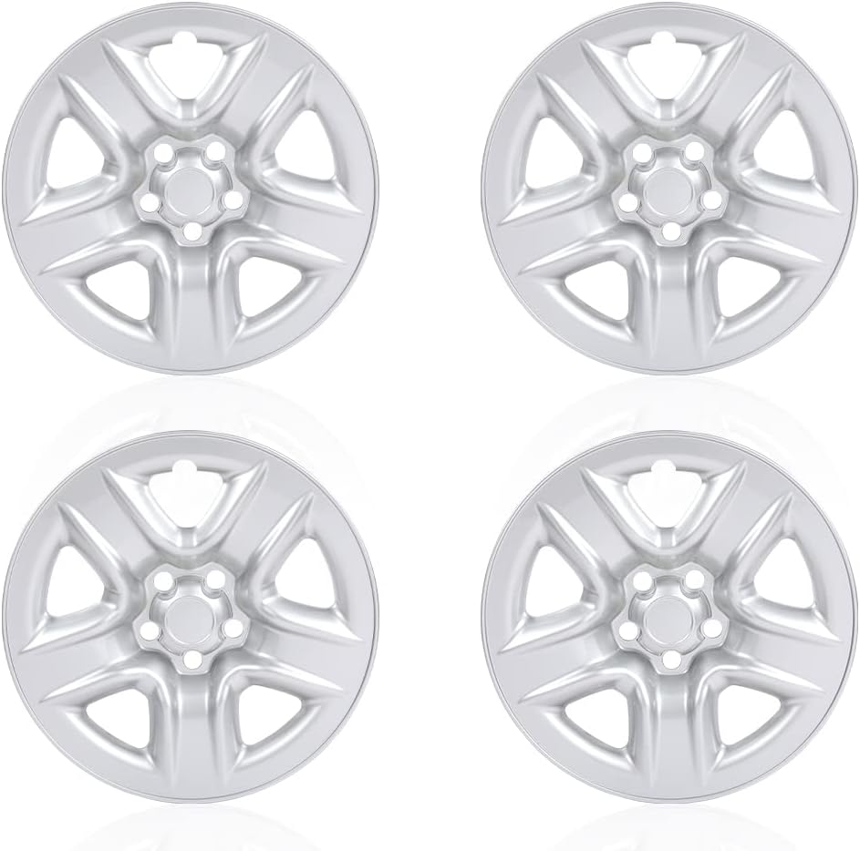 PIT66 Hubcap, Compatible with 2006-2012 Toyota RAV4 5-Spoke 17” Wheel Silver Skin Hub Cap Cover 4 PCS #69506