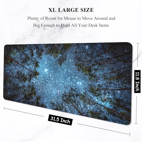 Image of Auhoahsil Large Mouse Pad, XXL Gaming Mousepad, Desk Mat for Desktop, Thick Rubber, Big & Long Size, Stitched Edges, Full Desk Pad for Laptop & Computer, Extended 31.5 x 11.8 in, Silent Night Sky
