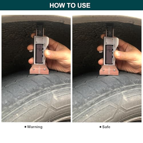 Image of GODESON Metal Digital Tire Tread Depth Gauge, LCD Display Tire Tread Depth Gauge with 3 Modes-Fractional Inch, Decimal Inch and Millimeter,Precision Professional Measuring for Motorcycle, Car, Trucks