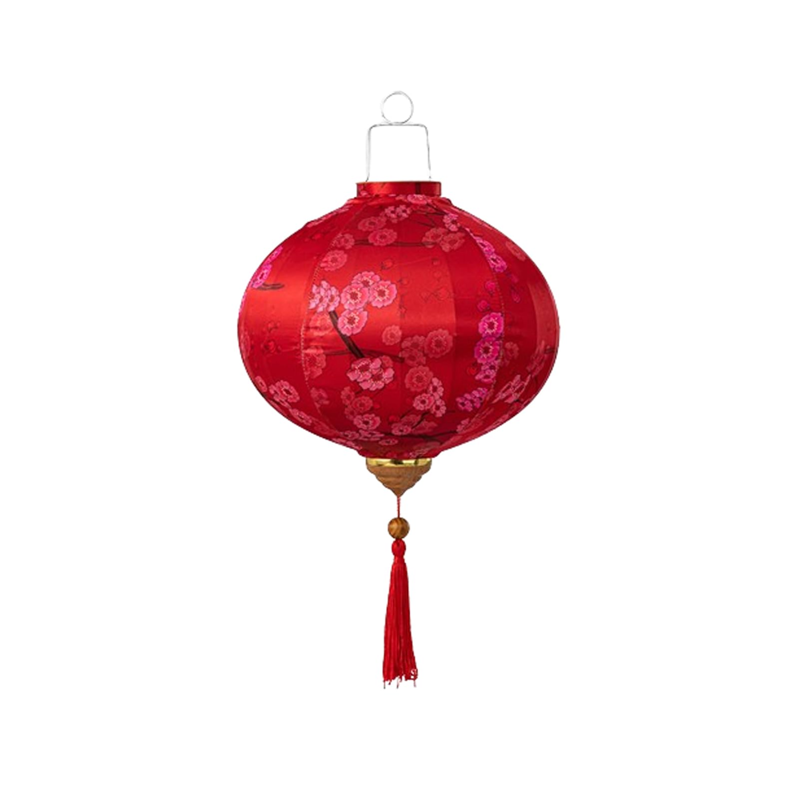 Asian Lantern, Linterna Round Silk Lantern Retro Floral Pattern Hanging Chinese Plum Blossom Decorative for Festival Restaurant Corridor Garden Yard Farol(Red,12 Inch)