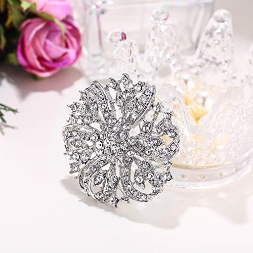 EVER FAITH Austrian Crystal Vintage Inspired Bridal Flower Brooch Corsage4
