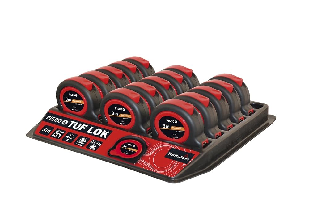 FISCO TK3M - Flexómetro clase II a prueba de impactos TUF-LOK (3x13) en mm y bandeja con 45 uds.