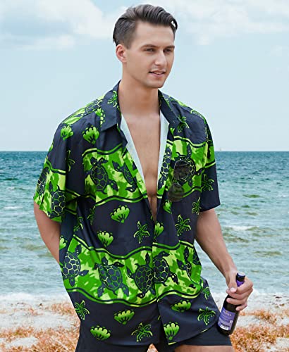 Image of Yoimira Hawaiian Shirts for Men, Print Mens Casual Short Sleeve Button Down Shirts Floral Aloha Beach Shirt
