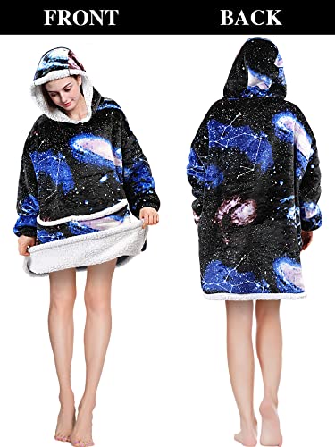 Oversized Wearable Blanket, Sherpa Blanket Hoodie, Large Pocket Super Warm And Cozy Sweatshirt With Comfy Sleeves, Gifts For Women Men Star Pattern #TOP3