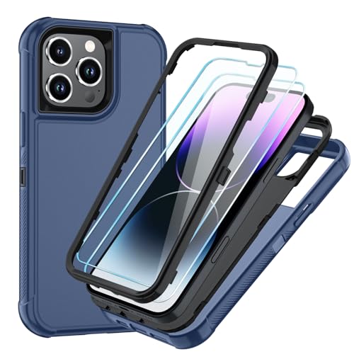 Image of SunStory Compatible with iPhone 14 Pro Max Case with HD Screen Protector, 3-Layer Heavy Duty Full-Body Cover,3 in 1 Hybrid Protective Case for iPhone 14 Pro Max 6.7 inch,Blue