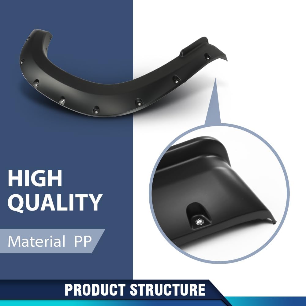 PIT66 Fender Flares Smooth Pocket Riveted Compatible with Ram 1500 2WD/4WD 2019 2020 2021 2022 2023/ NOT fit Rebel Models