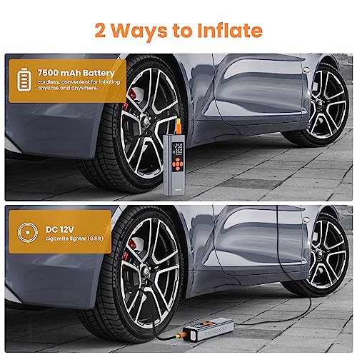 NEXPOW Compressor de ar portátil com inflador automático, bomba de ar de carro sem fio de 150 PSI co