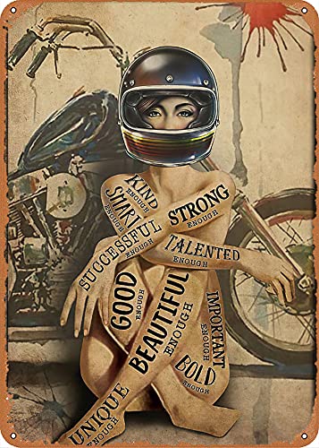 Motorcycle Girl Metal Signs Vintage Wall Art Novelty Gift Love Motorcycle Poster Girl Sign Great Gift Idea for The Motorcycle Fanatic 8 X 12 Inc