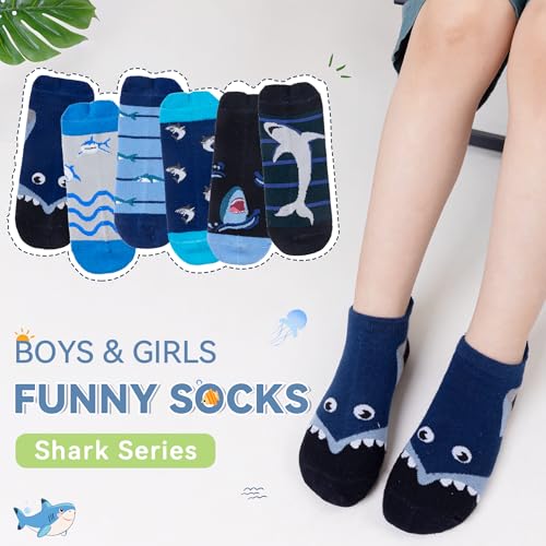 Image of Eyean Kids Ankle Cotton Socks Cute Animal Pattern Soft Non Slip Boys Girls No Show Socks 6 Pairs
