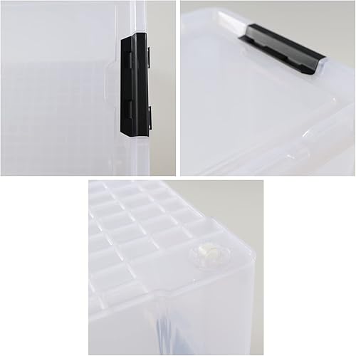 Miniatura 3 de Kiddream Caja de almacenamiento transparente grande de 50 cuartos de galón, contenedores con pestillo con ruedas, juego de 4, F