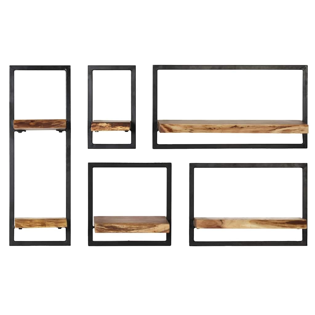 vidaXL Acacia Set Estantes Pared 5 Pzas Madera Estantería Repisas Organizador