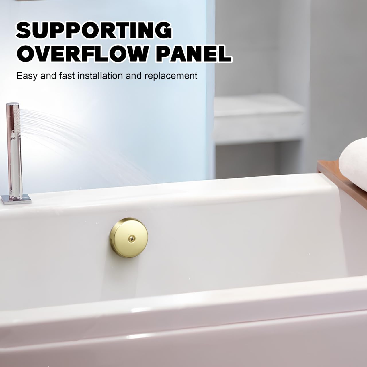 TABLZONE Golden Stainless Steel Bathtub Overflow Drain Cover with Overflow Plate and Screws
