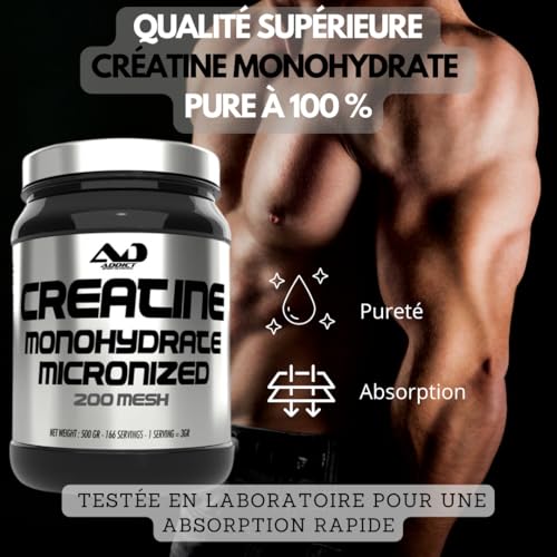 Addict sport nutrition - Créatine monohydrate - Pure & efficace pour force et endurance - Ergogène naturel pour musculation, sports explosifs - 100% sûr - Sans dopage - 200 caps – Image 3