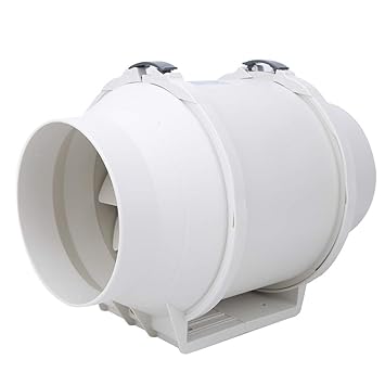 Air Vent Booster, Good Sealing Low Energy Consumption Inline Fan External Rotation Motor Large Air Volume for Office for Study for Kitchen(220V Without Plug)