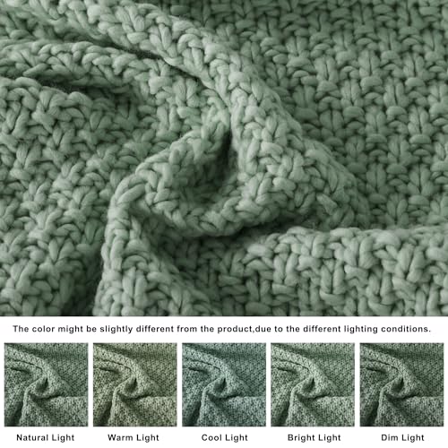 WDCOZY Chunky Cable Knit Throw Blanket Super Soft Warm Knitted Throw Blanket for Couch, Sofa, Chair, Bed Lightweight Breathable Cozy Comfortable Home Decorative Sage Green 50x60 Inches - image 7