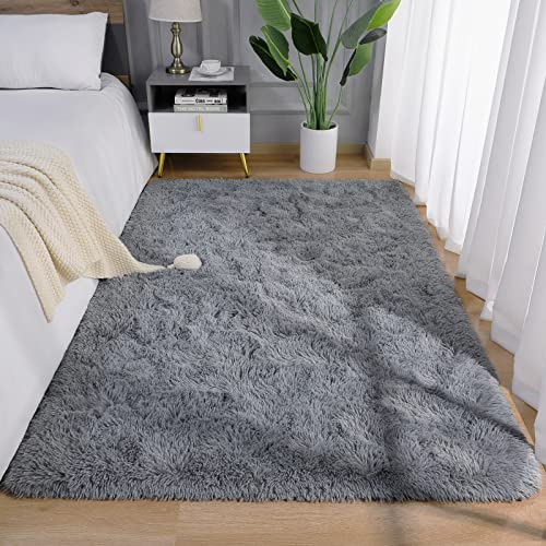 Arogan Luxury Soft Shaggy Rugs Carpets, 3X5 Feet Bedroom Rug Indoor Plush Area Rugs For Living Room, Grey Fluffy Rug For Kids Girls Playroom Dorm Room, Shag Plush Rug For Teen Boys Room Nursery Decor #TOP11