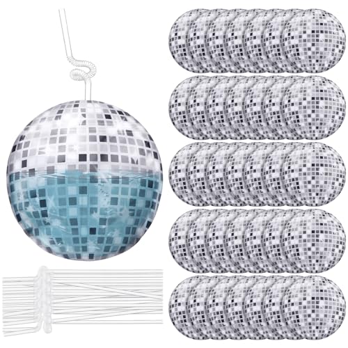Yungyan 36 Set Disco Party Cup Ball Shaped Drink Pouches with Straws Disco Plastic Cups Zipper Smoothie Bags Reclosable Pouches Drink Bags for Juice Slushies for 80s 90s Bachelorette Party Supplies