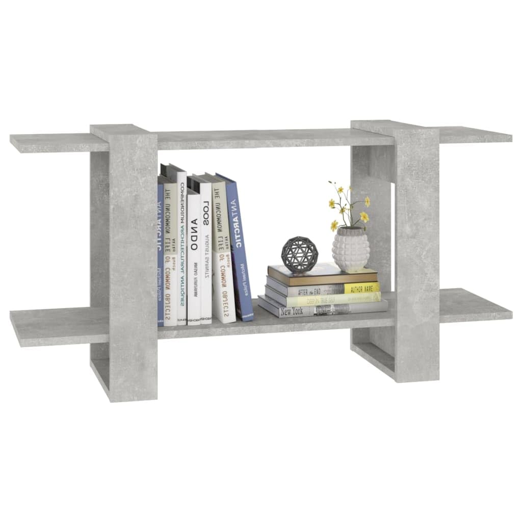 Estantería de madera gris hormigón, 100 x 30 x 51 cm, estante ancho estrecho bajo para libros y multimedia, almacenamiento práctico, estable y fácil de limpiar