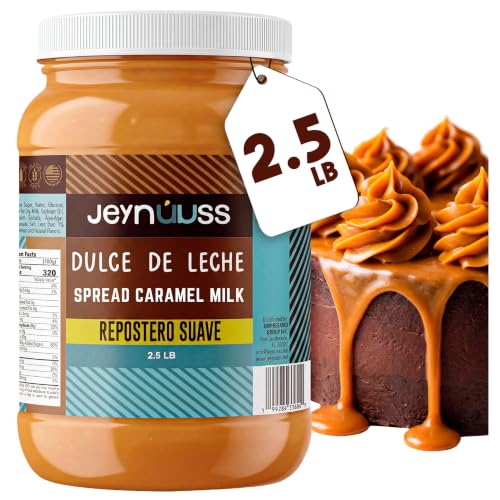 Jeynuuss Dulce de Leche Caramel Spread 2.5 LB (40 oz) – Repostero Thick Arequipe Cajeta for Cake Filling, Pastry &amp; Piping Bag – Bake Stable, No Palm Oil – Gluten Free, Lactose Free – Made in USA