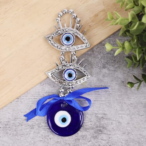 Image of Evil Eye Hanging with Two Eyes for Positive Energy & Protection | Aesthetic Home Decor & Nazar Battu for Home Entrance | Car Dashboard Decoration
