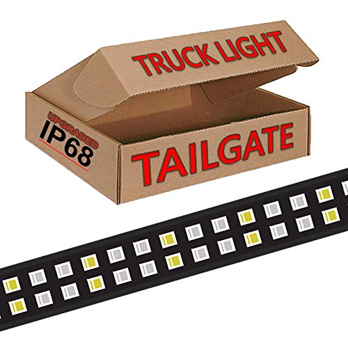 60-Inch 2-Row LED Truck Tailgate Light Bar Strip Red/White Reverse Brake Stop Turn Signal Parking Running Driving DRL Light for SUV RV Trailer Work Pickup