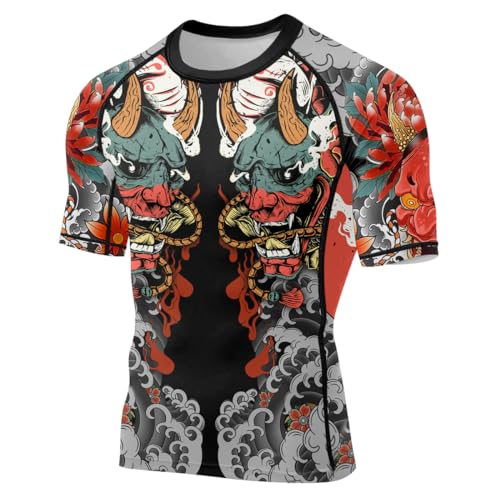 Samurai Rash Guard for Men Short Sleeve Compression Baselayer Skins Performance Rash Guard MMA BJJ Jiu Jitsu2