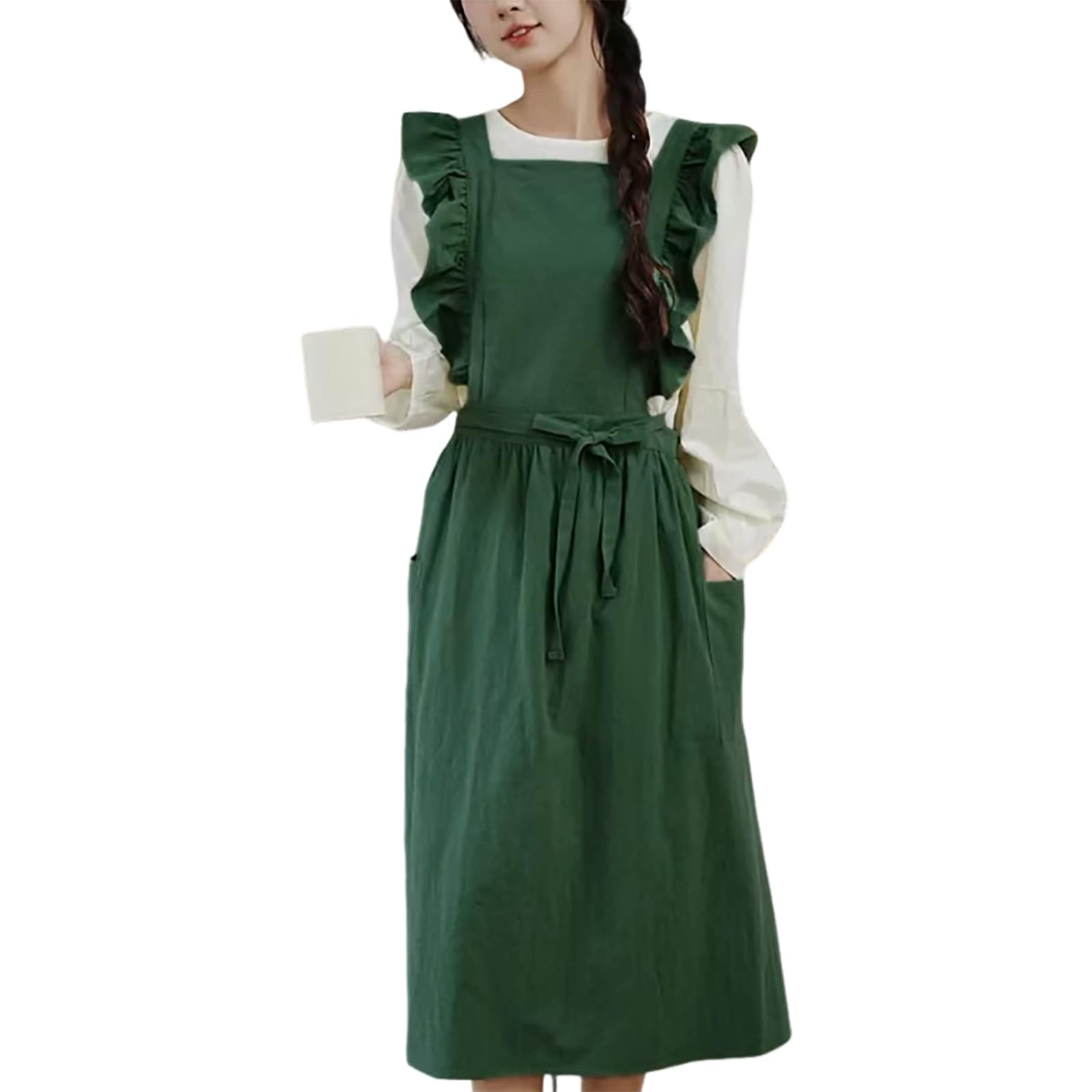Tablier vintage en coton résistant aux taches avec poches pour la cuisine, la peinture, la pâtisserie