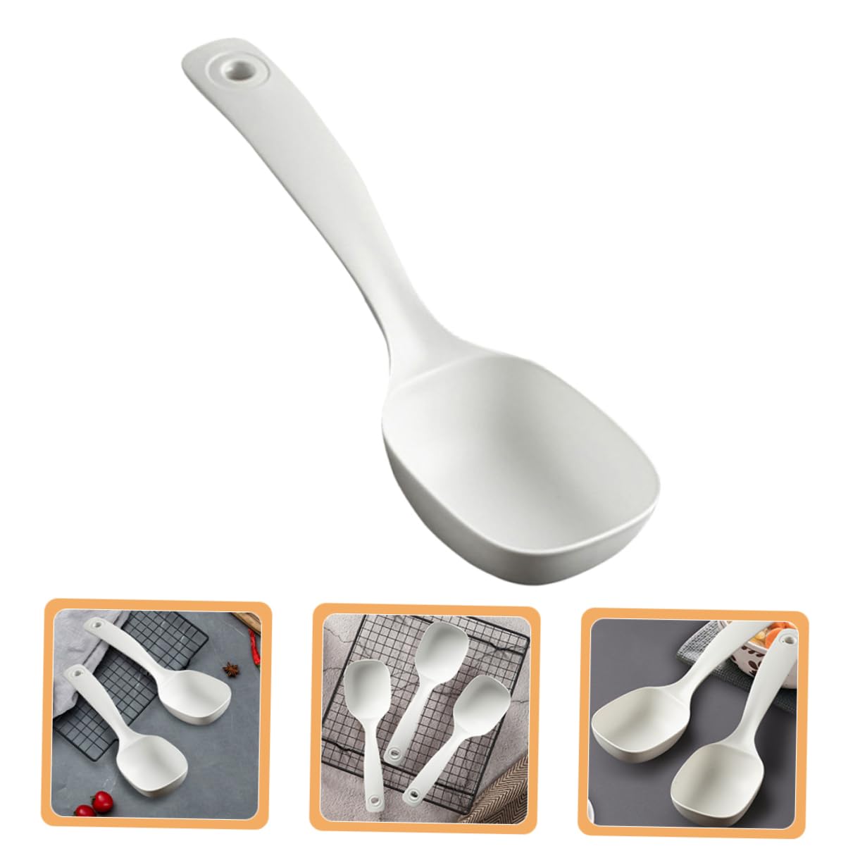 Alipis 15 Pz cucchiaio cucina cucine maniglione kitchen farinata Cuociriso mestolo per il porridge mestolo da minestra domestico da ristorante mestoli per servire pp bianca