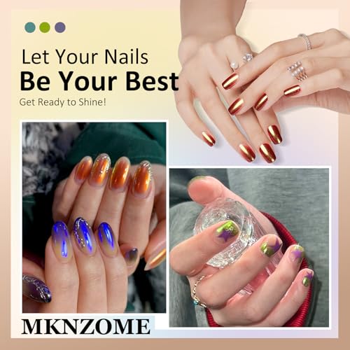 Image of 9 Colors Chrome Nail Powder Palette, Blue Red Purple Green Metallic Mirror Holographic Chrome Powder for Nails, Fine Glitter Nail Art Decoration for Home DIY Salon Manicure Pigment, B