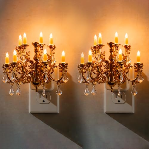 Image of L LOHAS LED Night Lights Plug into Wall,2 Pack,Crystal Chandelier Candle