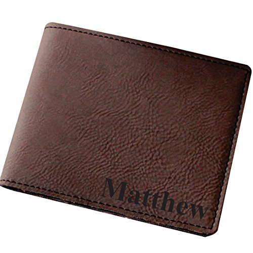 Customized Bi-Fold Men's Wallet - Personalized Engraved Monogrammed Wedding Groomsman Fathers Day Gift